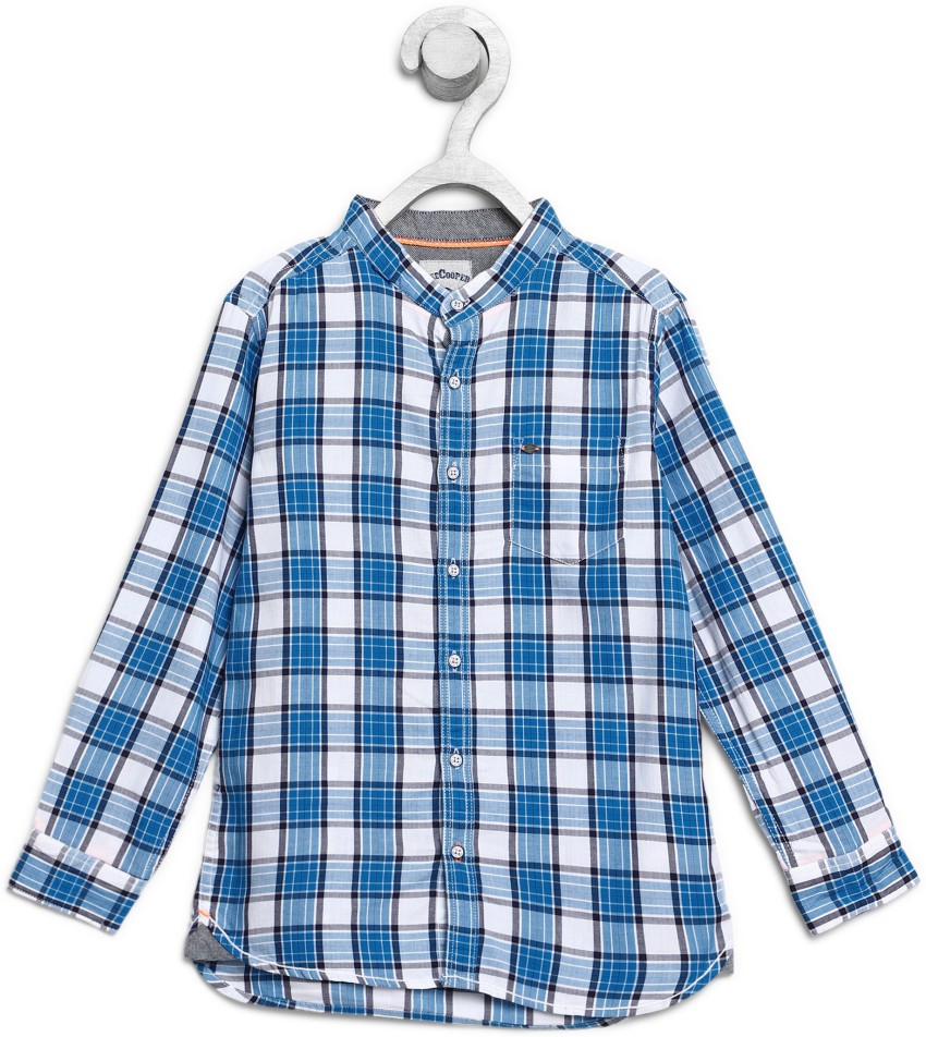 LEE COOPER Boys Checkered Casual White Blue Shirt Buy LEE