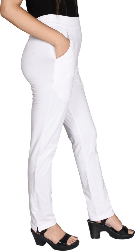 Buy White Handcrafted Cotton Cigarette Pants  White Cigarette Pants for  Women  Farida Gupta