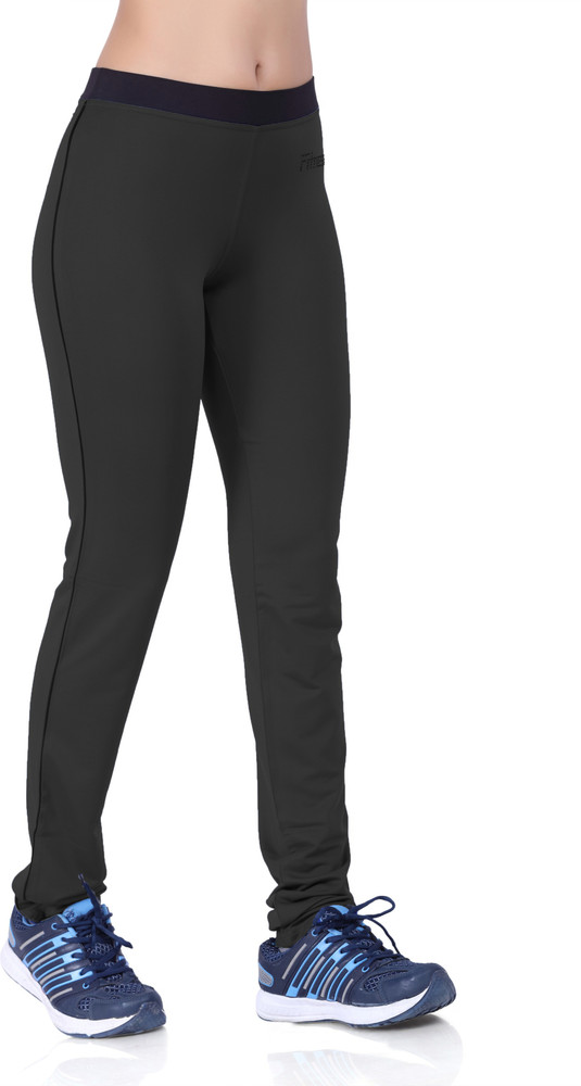 Buy LAASA Solid Women Black Track Pants 