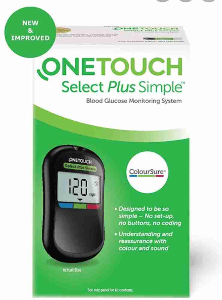 OneTouch Select Plus Simple Glucometer, FREE 10 Strips + 10