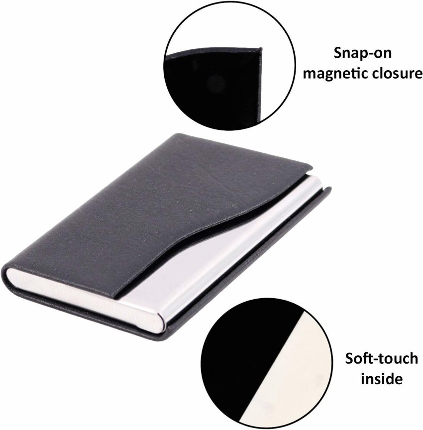 PU Leather Business Card Holder-Professional Pocket Wallet, Magnetic Closure
