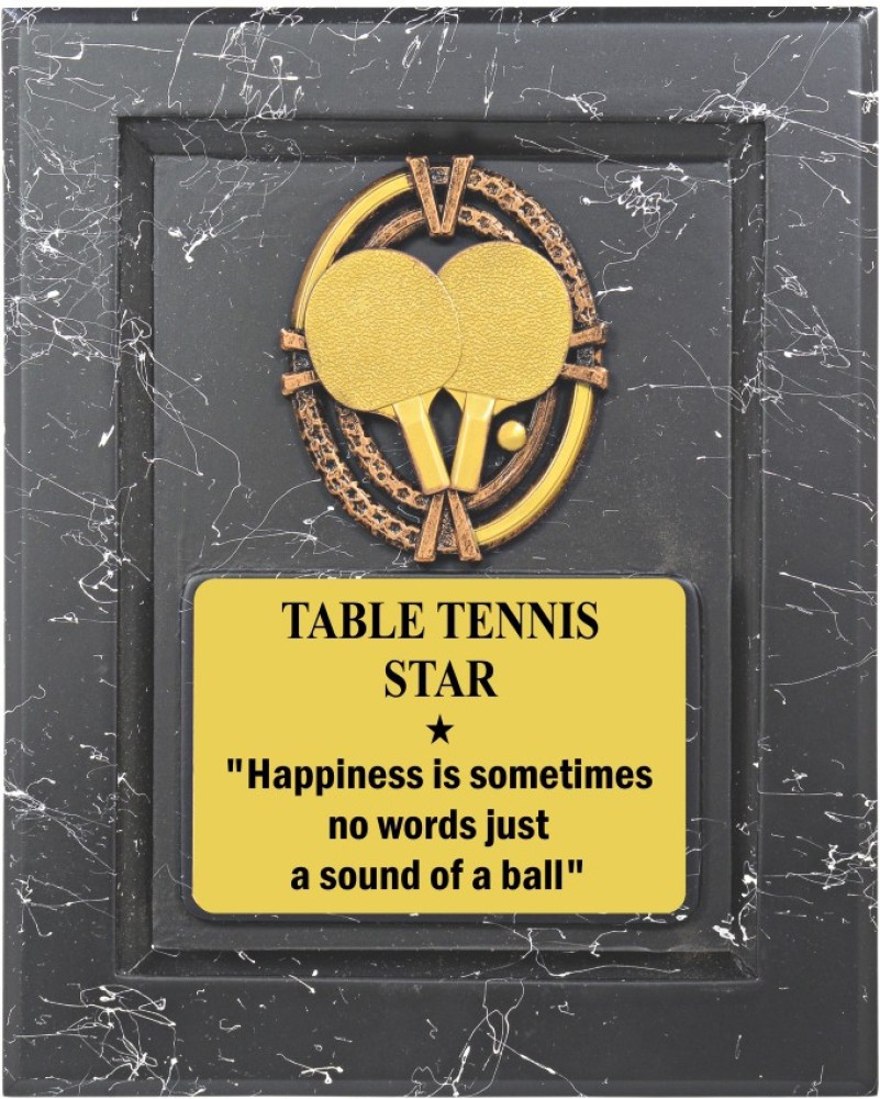 HI PLUS Table Tennis Star Wooden Black & Gold Memento With Marble ...