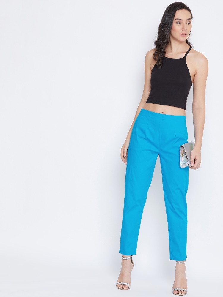 Buy Women Blue Solid Formal Regular Fit Trousers Online  699324  Van  Heusen