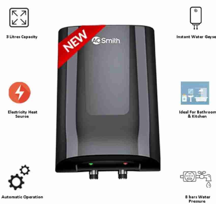 AO Smith 3 L Instant Water Geyser (MINIBOT 3 LITRE BLACK, Black) Price in  India - Buy AO Smith 3 L Instant Water Geyser (MINIBOT 3 LITRE BLACK,  Black) online at Flipkart.com