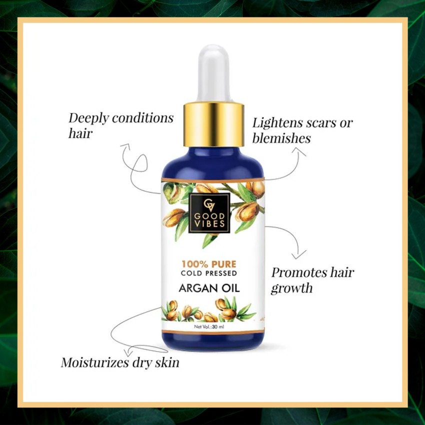 GOOD VIBES 100 Pure Argan Coldpressed Carrier Oil 30 ml Hair Oil  Price  in India Buy GOOD VIBES 100 Pure Argan Coldpressed Carrier Oil 30 ml Hair  Oil Online In India