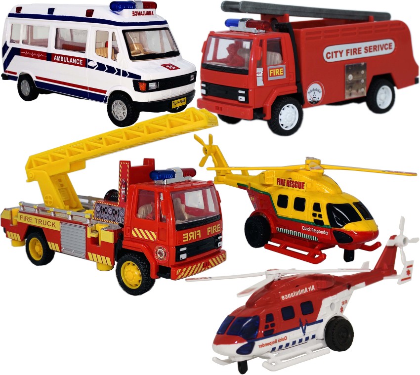 fire truck toy van pull back red