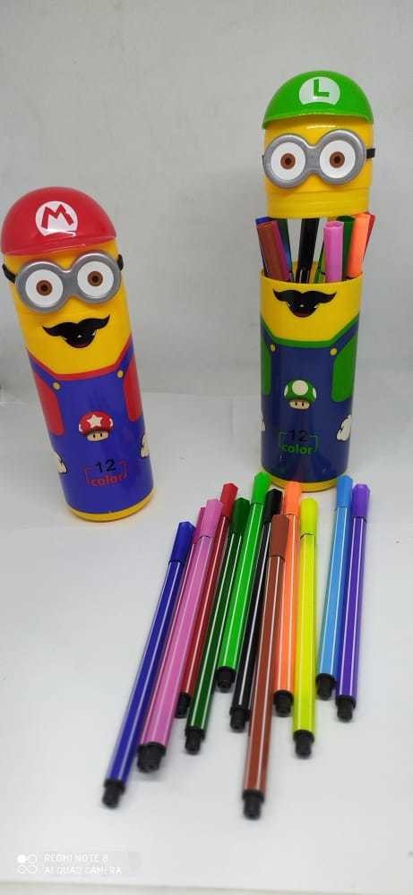 LOL store Minion Cartoon Shape Sketch Pen Stationary Kit 12 pens  Reusable Pencil  Box  Perfect Birthday Party Return Gift for Kids  pack of 2  Amazonin  Toys  Games