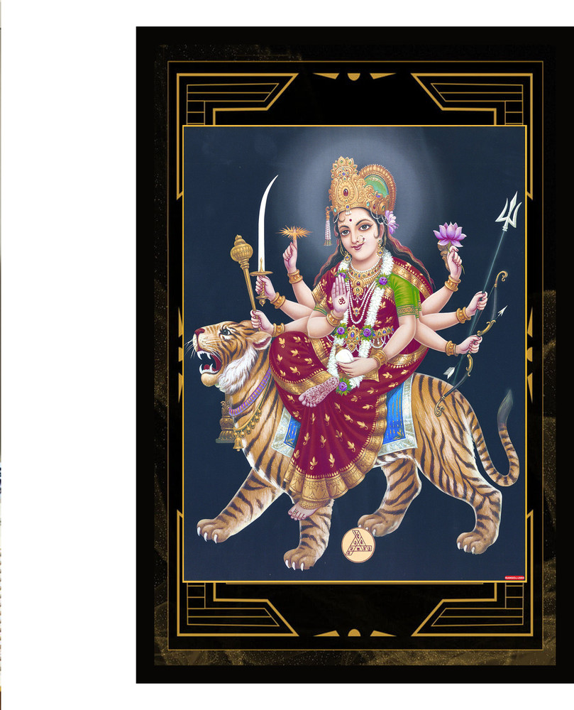 god & god's 46 cm Sherawali Mata Rani Sparkle Lamination Sticker ...