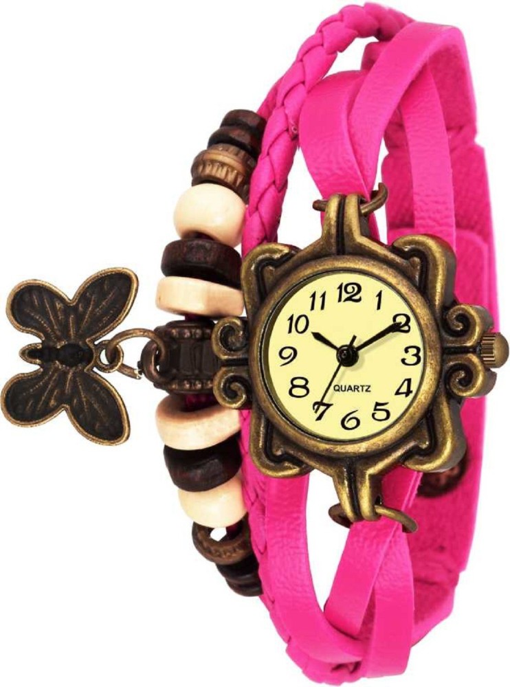 New Pink Leather Bracelet Watch Or Rakhi Watch For Ladies and Girls Analog  Watch  For Girls