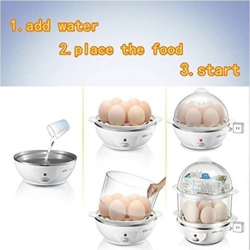 Golden Bucket Double Layer Egg Boiler Electric Automatic Off 14 Egg Poacher  for Steaming, Cooking, Boiling and Frying, Multicolour ouble Layer Electric Egg  Cooker, Poacher and Milk Boiler, Multicolour Egg Cooker (Multicolor