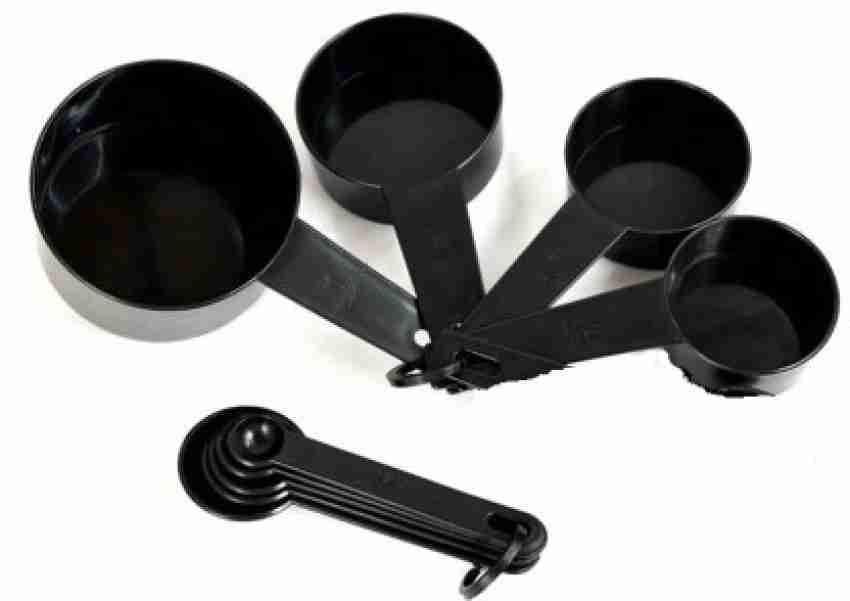 ZooY Plastic Measuring Cup and Spoon Set , Black- Measuring Cup