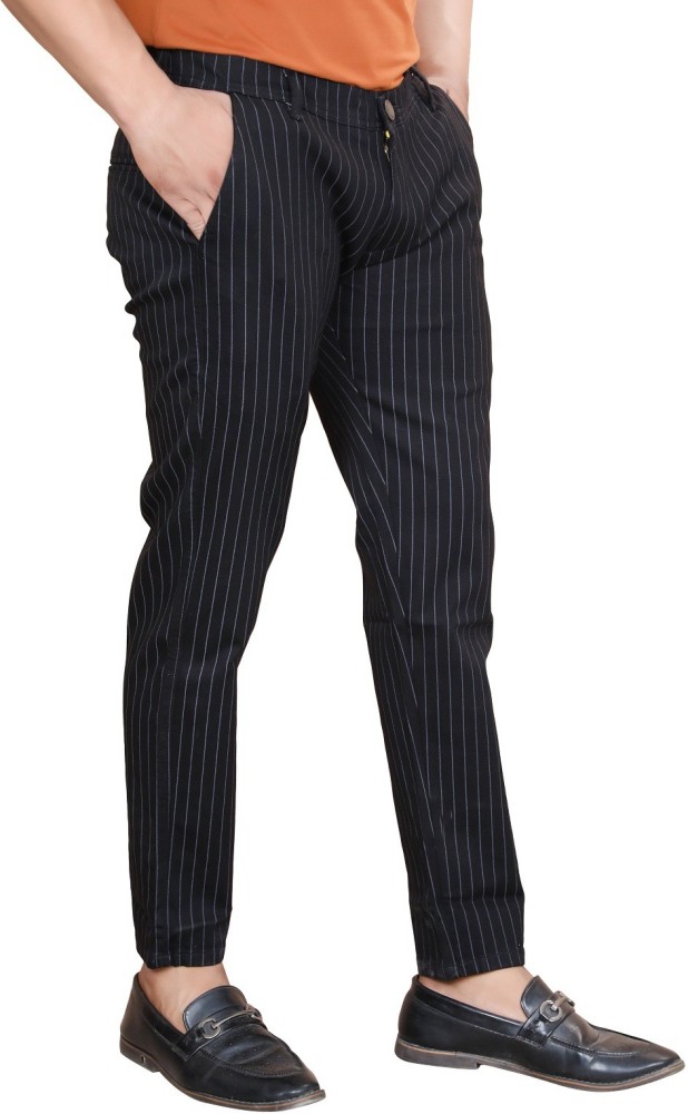 Thunder Black Stripes Premium Cotton Pant For Men