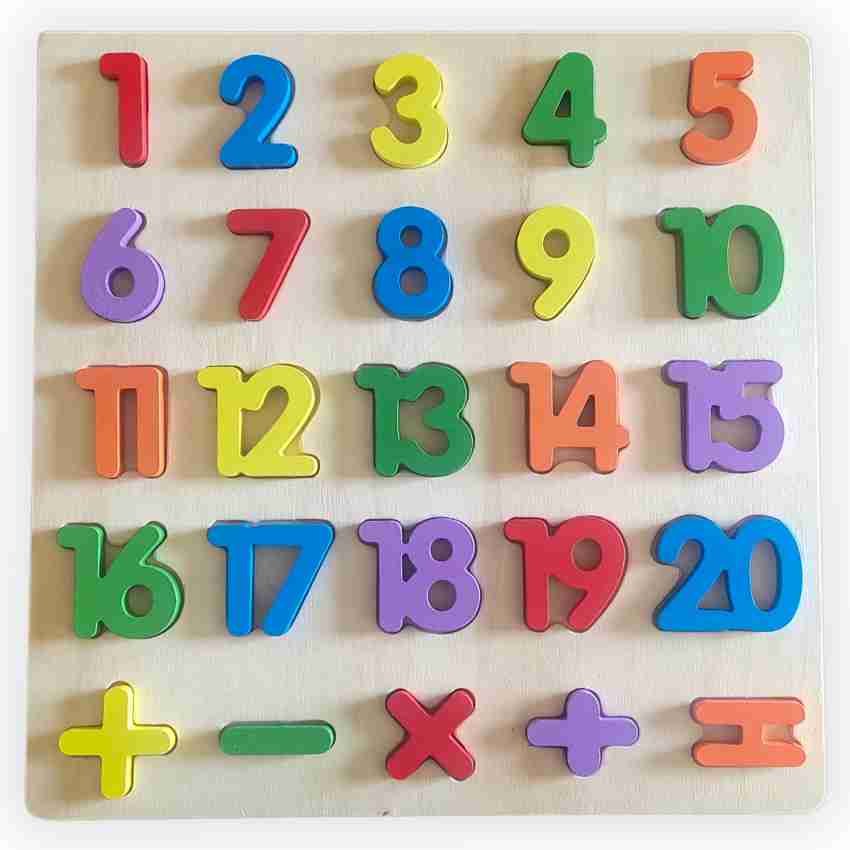 Little Palms 3d wooden number learning board puzzle, set of 1 montessori  educational learning numbers toy for kids- Multi color - 3d wooden number  learning board puzzle, set of 1 montessori educational