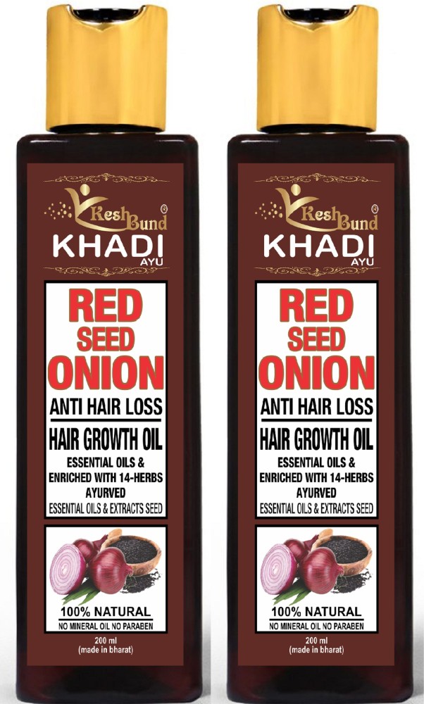 vkeshbund KHADI ayu Red Onion Hair Growth Oil 100% Natural Hair Growth,  Prevent Hair Fall, Scalp Infections & Dandruff. Onion Oil 200ml (2pack) Hair  Oil - Price in India, Buy vkeshbund KHADI