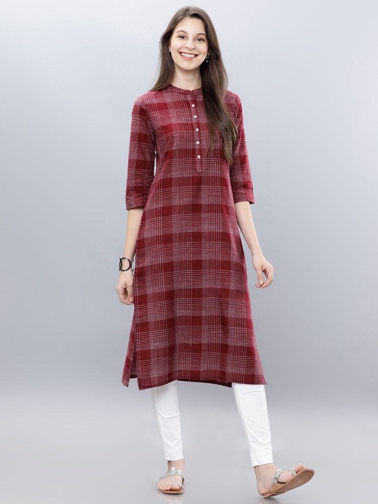 Vishudh Women Rust Orange Ethnic Motifs Printed Cotton Kurta