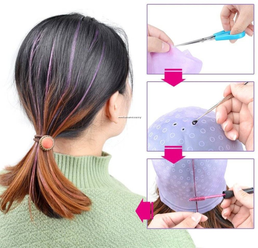Buy Silicone Highlight Cap Reusable Highlight Hair Cap Salon Hair Coloring  Dye Cap with Hooks for Women Girls Dyeing Hair 3 Sets Blue Online at Low  Prices in India  Amazonin