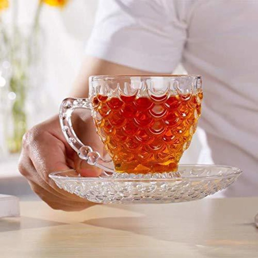 Crystal Clear Glass Tea Cup ,Cappuccino Mugs-150ml (Pack of 12)