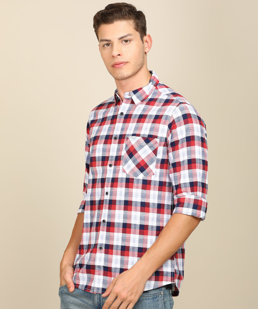 Pepe Jeans Men Checkered Casual Red 