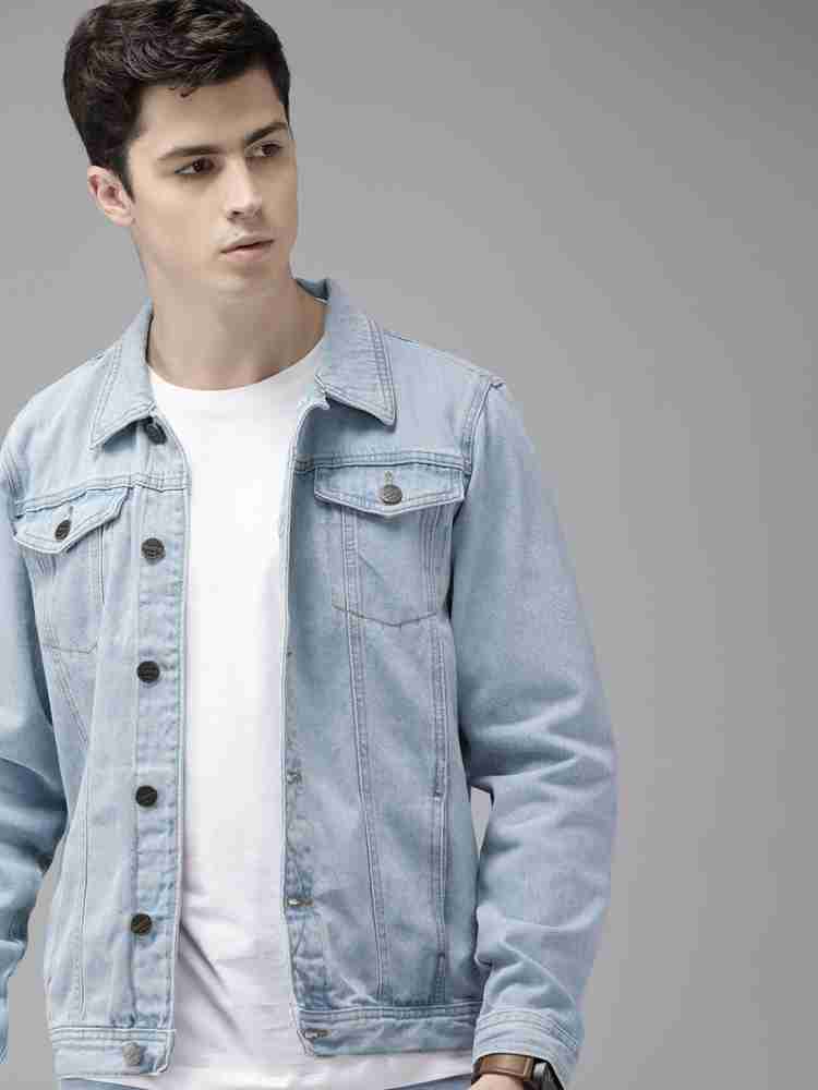 Buy Roadster Men Navy Blue Solid Denim Jacket - Jackets for Men 10617856