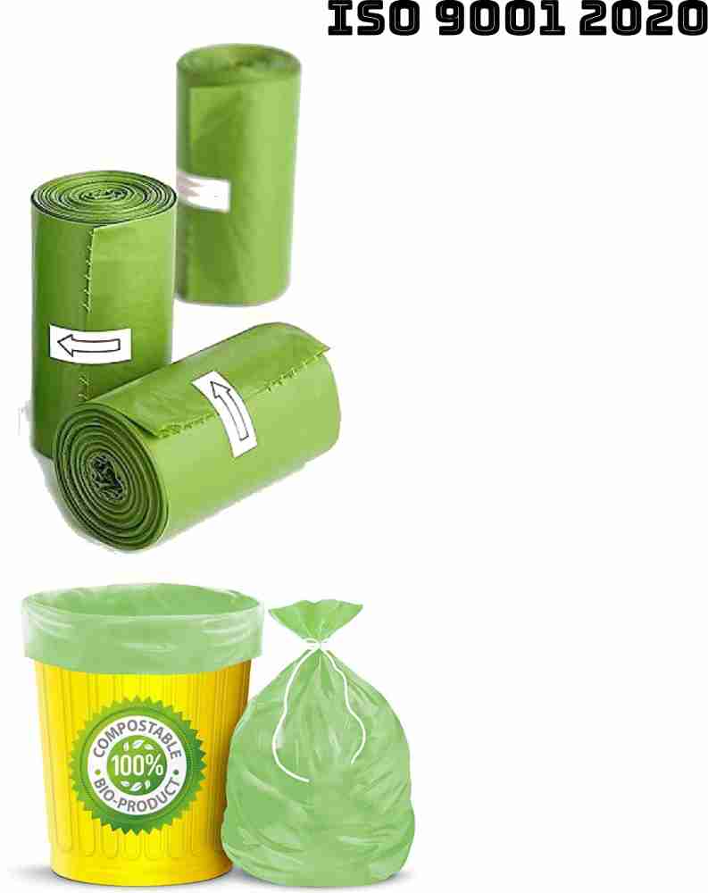 Clean India Bio-Degradable Garbage Bag 30 x 50 Inch - Plastic Dustbin Bag  in Green Color (1 Packet)