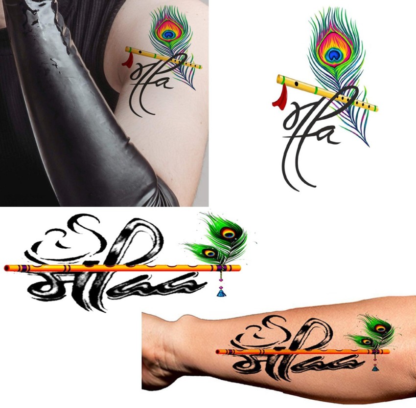 Shree Krishna Flute Tattoo Butterfly Waterproof Boys and Girls Temporary  Body Tattoo