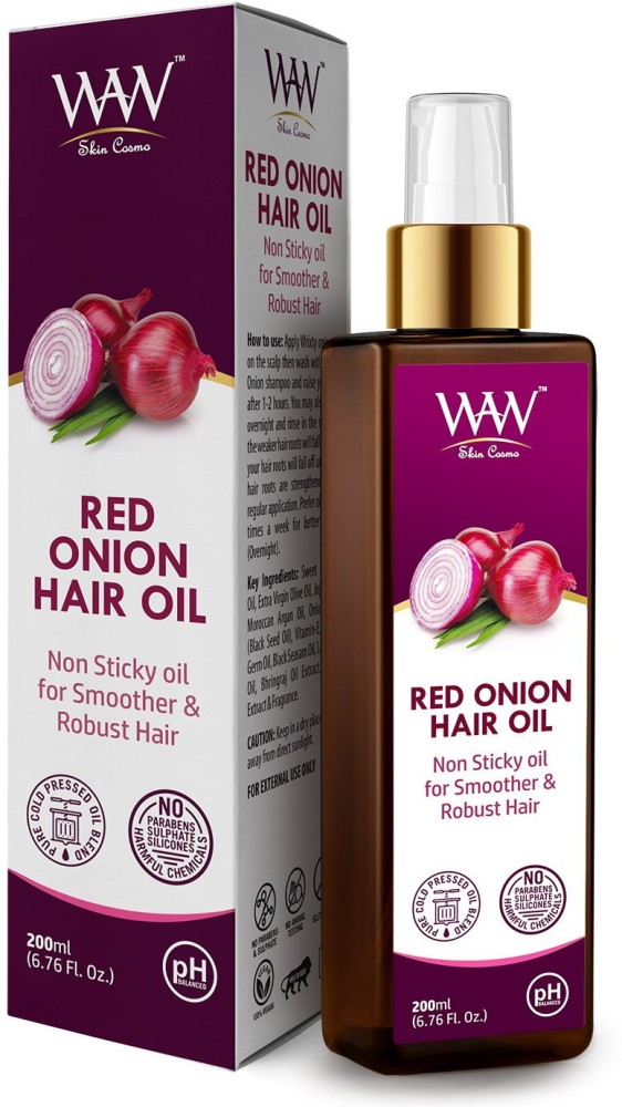 WAW Skin Science Onion Hair Oil for Hair Growth and Hair Fall Control   With Black Seed Oil Extracts  with COMB APPLICATOR  200ml  200ml