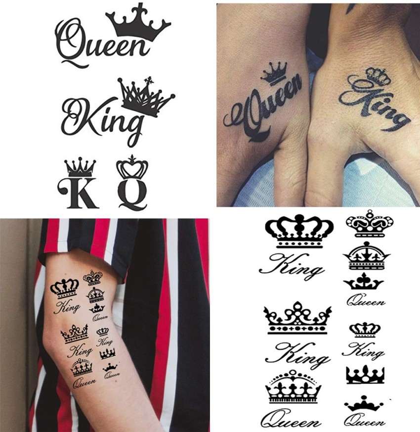 King Queen Tattoo Waterproof Male and Female Temporary Body Tattoo