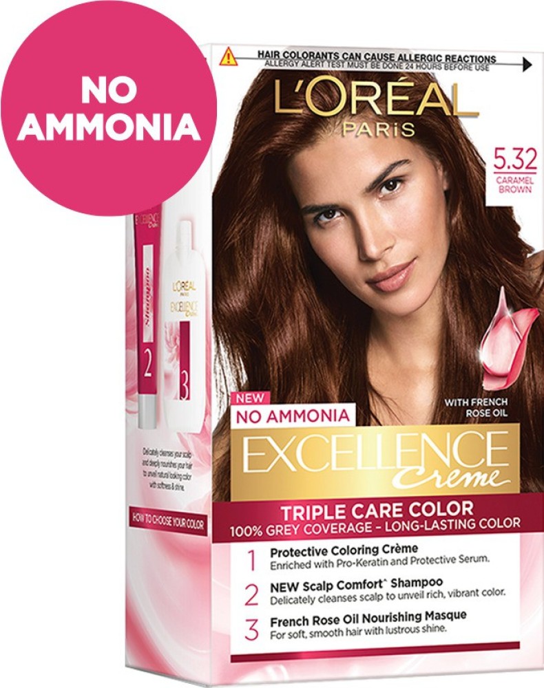 LOreal Paris Excellence Creme Triple Care Hair Color  532 Caramel Brown  Buy LOreal Paris Excellence Creme Triple Care Hair Color  532 Caramel  Brown Online at Best Price in India  Nykaa