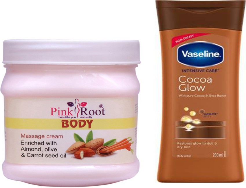 PINKROOT Body Massage Cream 500gm with Vaseline Intensive Care