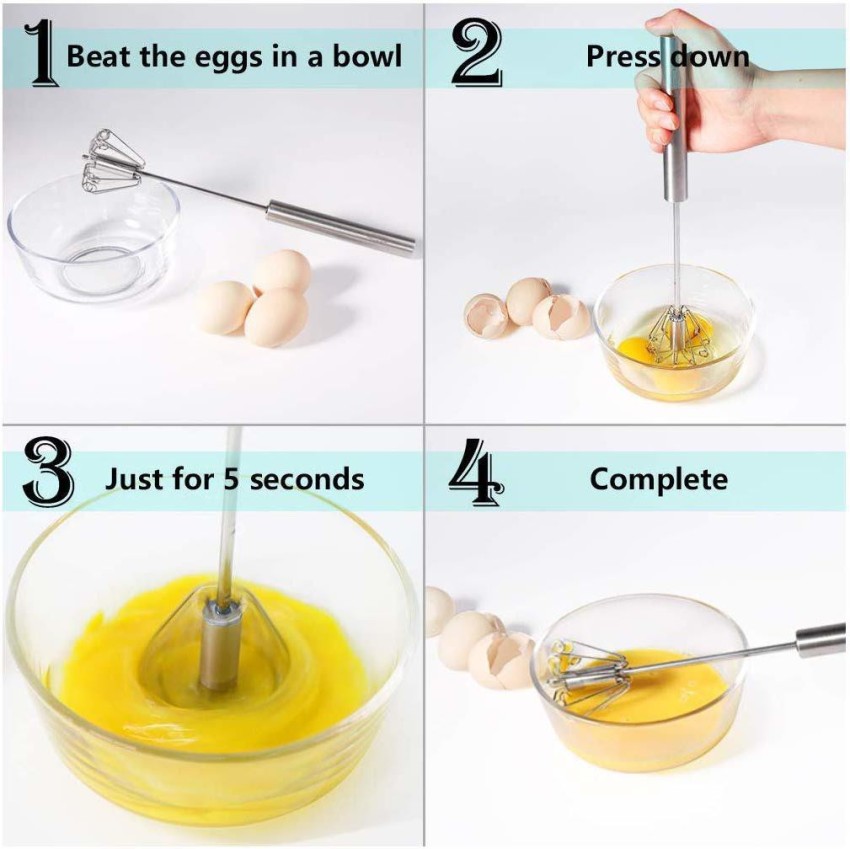 Kitchen Egg Whisk Hand Push Egg Beater Stainless Steel Blender Mixer Tool