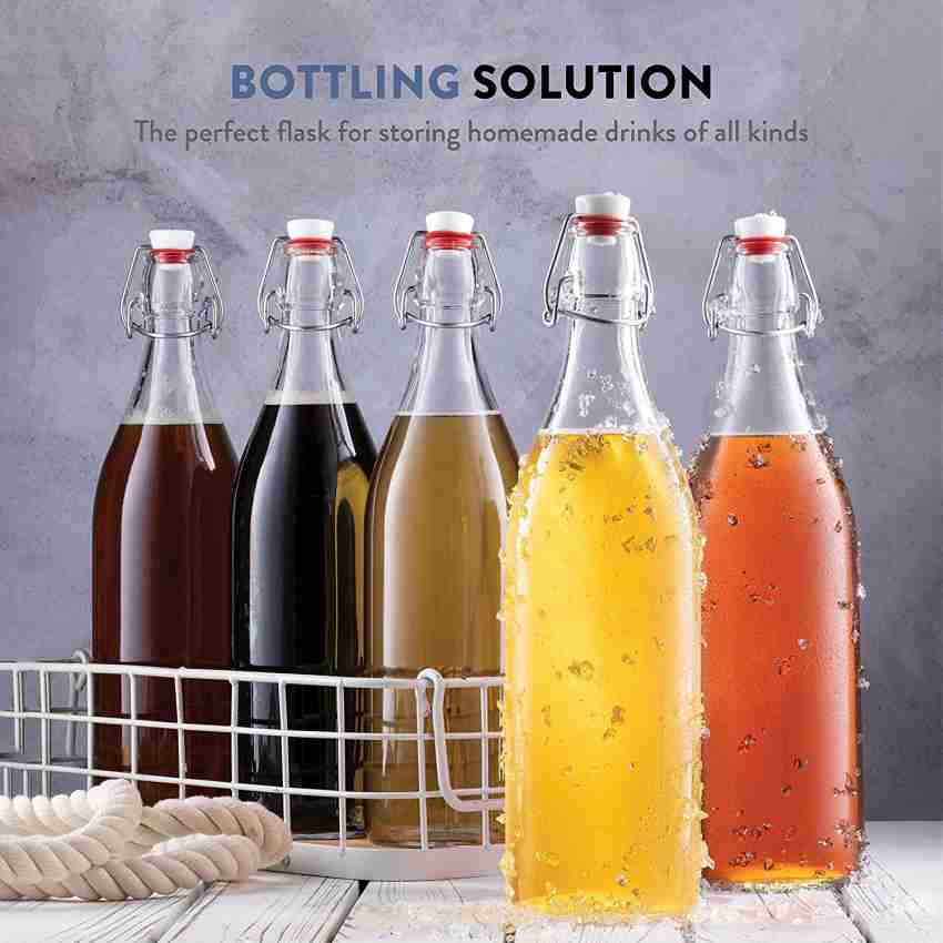 BINZO Glass Bottles For Fridge, Storage, Beverages, Smoothies