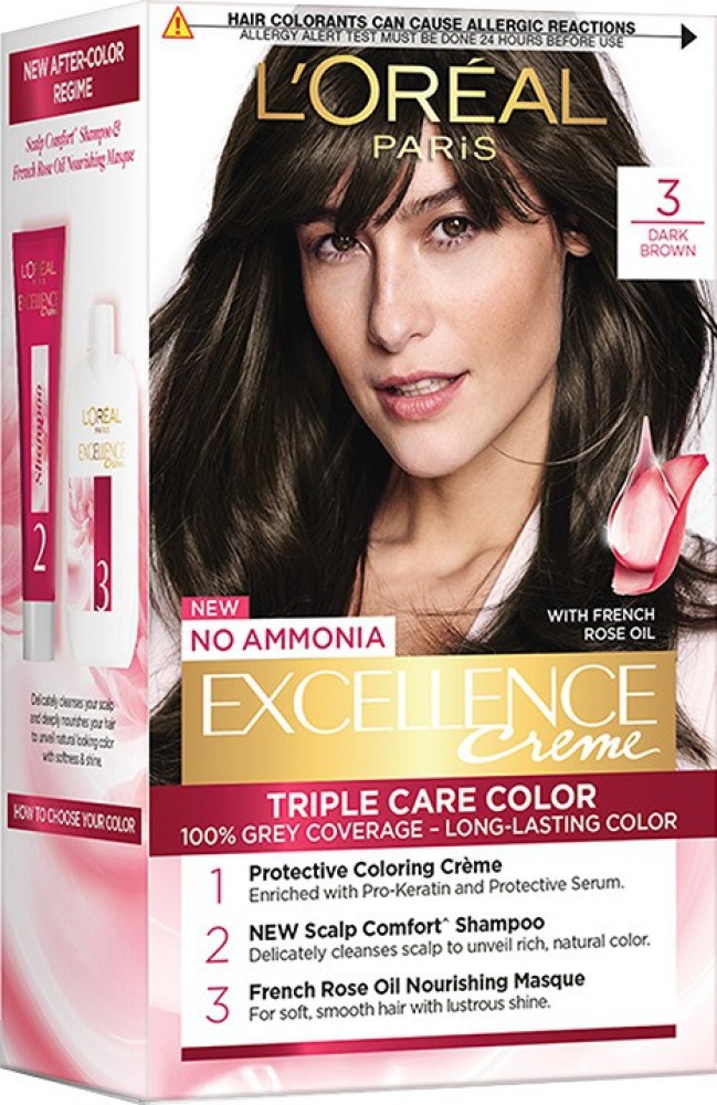 Buy LOréal Paris Excellence Creme 3 Dark Brown Hair Dye  India