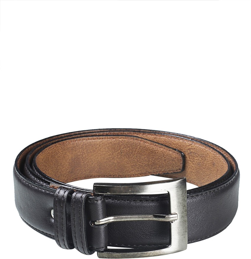 Khadim Men Black Leather Belt (Resizable)