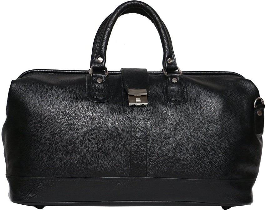 Buy Leather Villa Leather 8 Cms Travel Duffle(LV 22-24_ Black) at