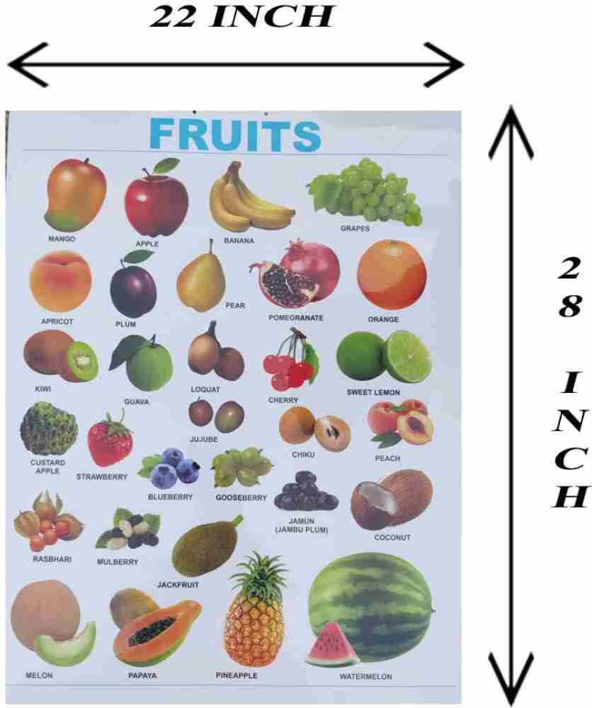 Fruits Chart Plastic Laminated Wall Hanging Easy Clean ...