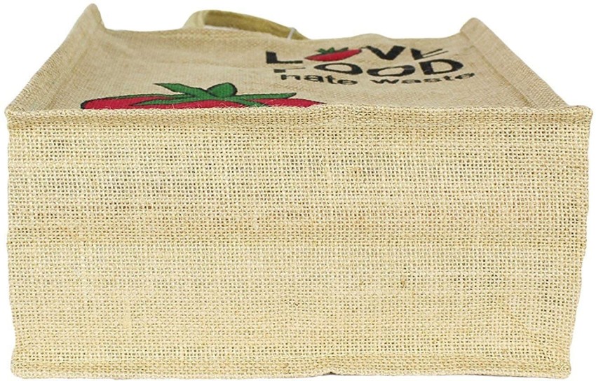 Anumala® Brand, Love Food Hate Waste & Yoga Design Tote Bag ǀ Jute Bag ǀ  Hand bag ǀ Lunch Bag ǀ Multipurpose Jute Bag ǀ Resuable Bag, Return Gift  Bag