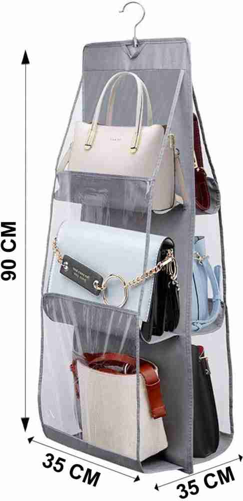 Purse Handbag Organizer 6 Pocket Foldable Large Clear Anti Dust Hanging  Storage Bag Organizer with Hook Purse Hanger Storage Holder for Wardrobe