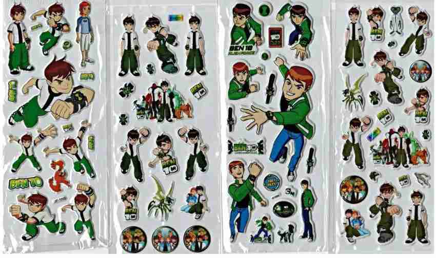 Super Easy 0.8 cm Ben10 Character Puffy 3D Cute Funny Stickers (10 Sheets)  Self Adhesive Sticker Price in India - Buy Super Easy 0.8 cm Ben10  Character Puffy 3D Cute Funny Stickers (