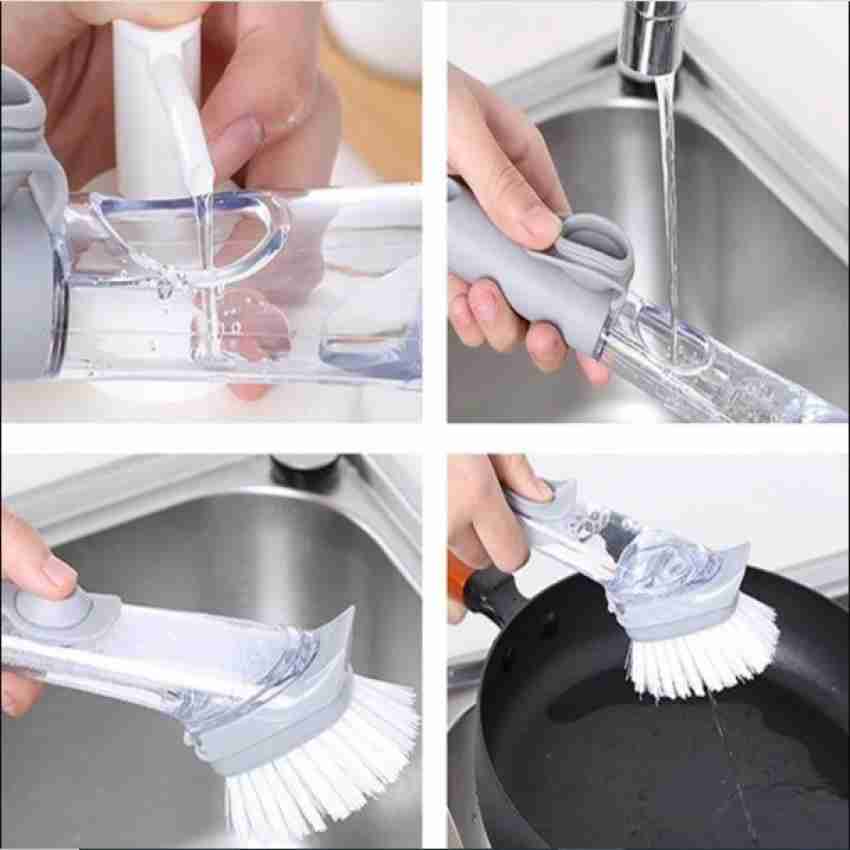 Soap Dispensing Dish Brush Mid Grey
