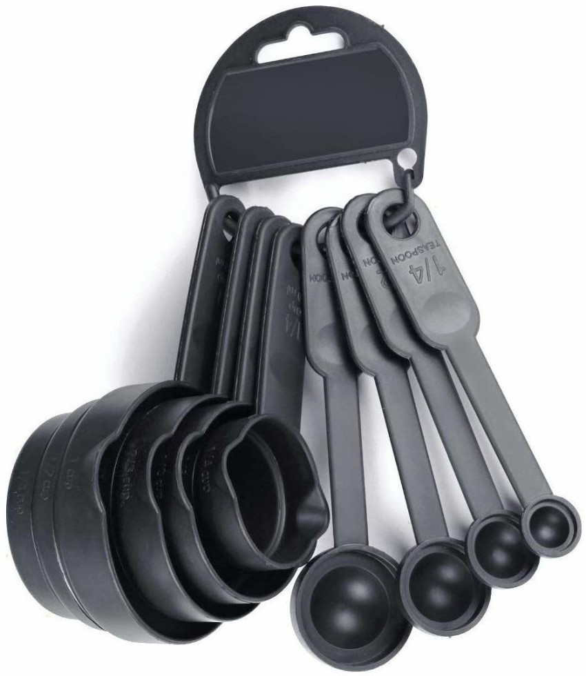 Rinkle Trendz Black Measuring Cups and Spoons Set 8 Pieces Set