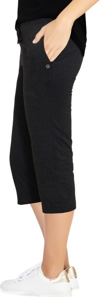 Enamor E018 Mid-Rise Straight Leg Women Black Capri - Buy Enamor