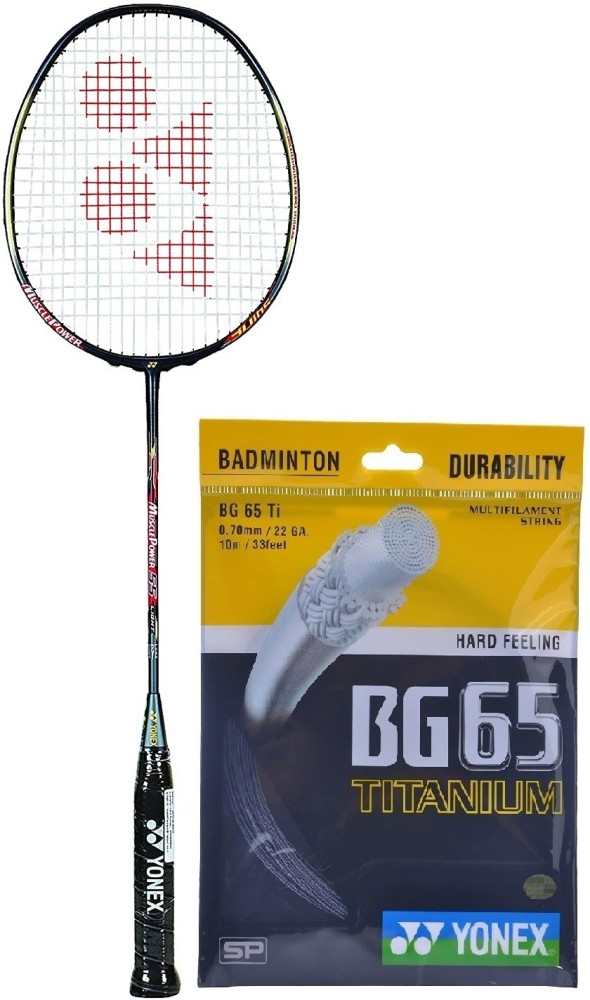 YONEX Muscle Power 55 Light With BG 65 Titanium String & 1Grip Black Strung Badminton Racquet - Buy YONEX Muscle Power 55 Racquet With BG Titanium String & 1Grip