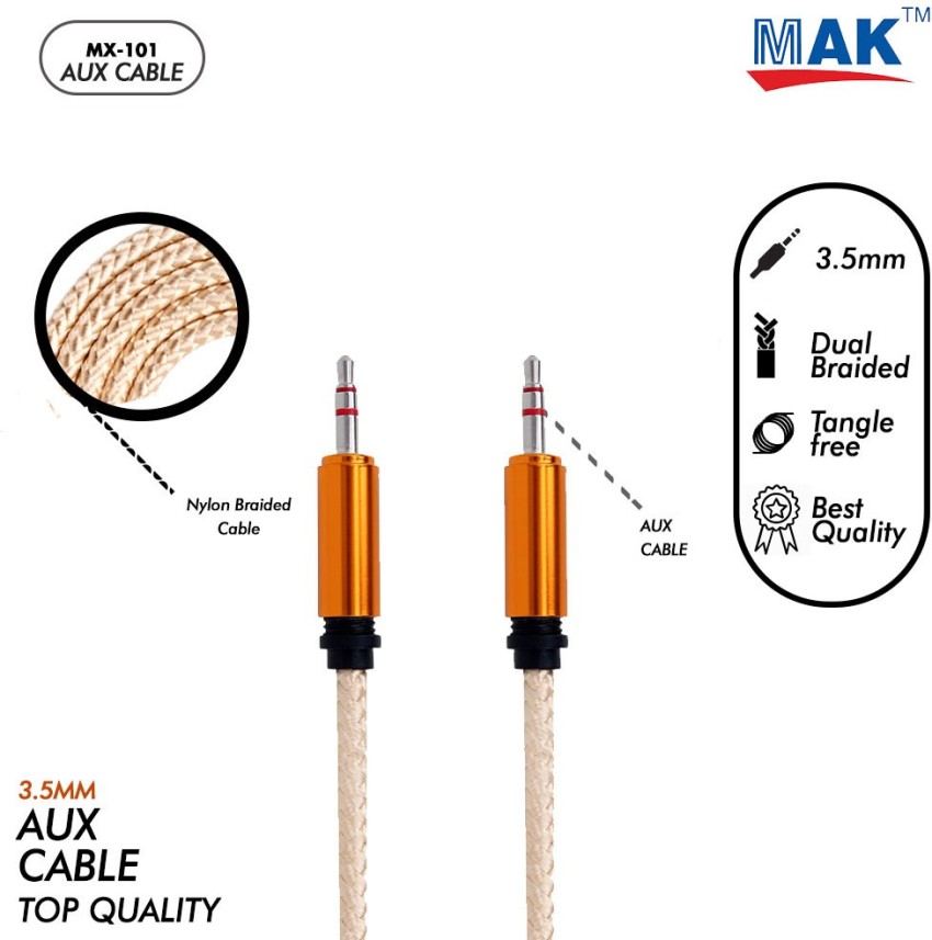 MX EP STEREO PLUG 3.5 mm TO MX EP STEREO 3.5 mm CORD GOLD PLATED Aux Cable  - 1.5 MEters