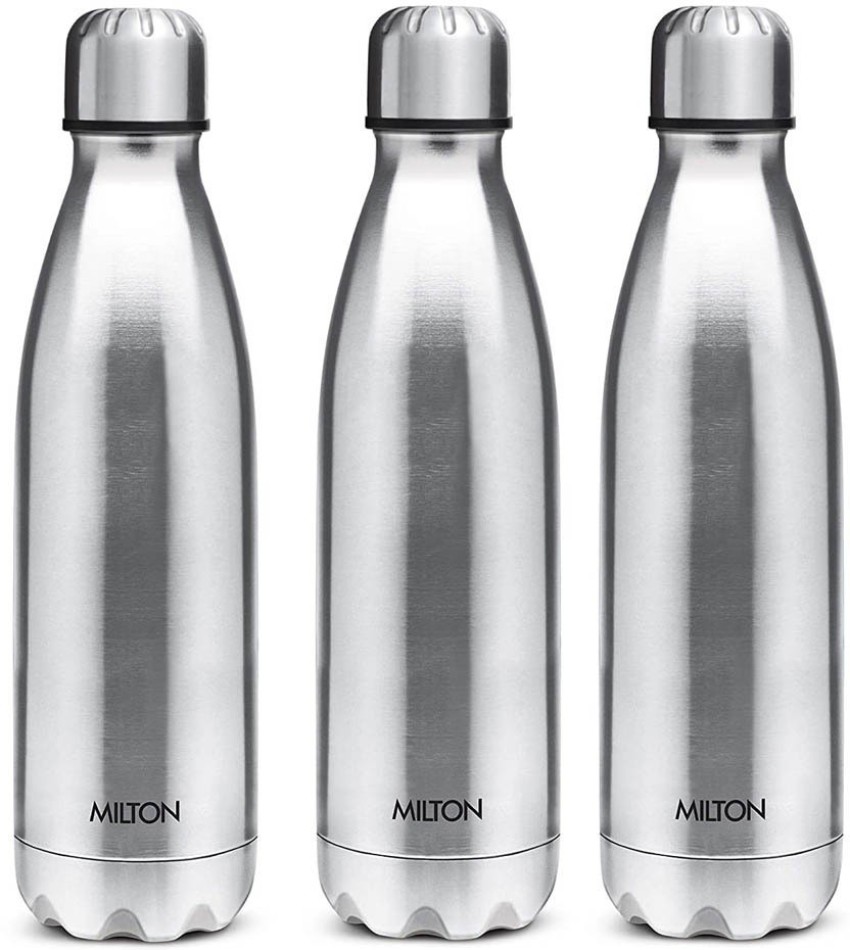 Milton Aqua 1000 Stainless Steel Water Bottle, Set of 3, 950 ml Each, Silver | Leak Proof | Office Bottle | Gym Bottle | Home | Kitchen | Hiking 