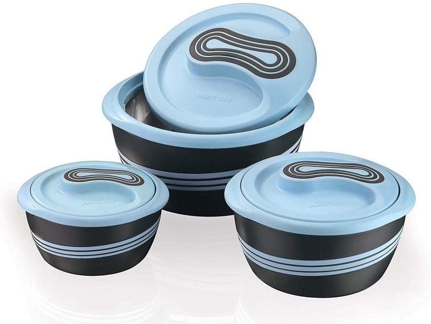 Pinnacle Thermoware 3-Pc Insulated Bowl with Lid Casserole Dish Set, Blue