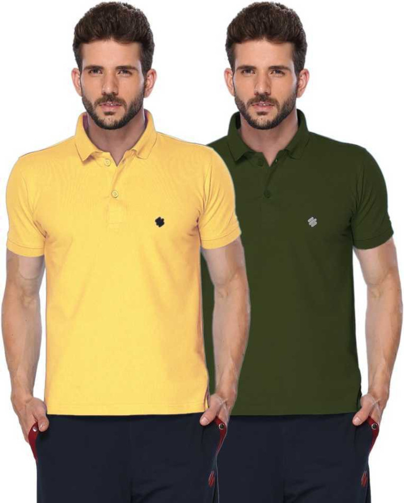 ONN Solid Men Polo Neck Green, Yellow T 