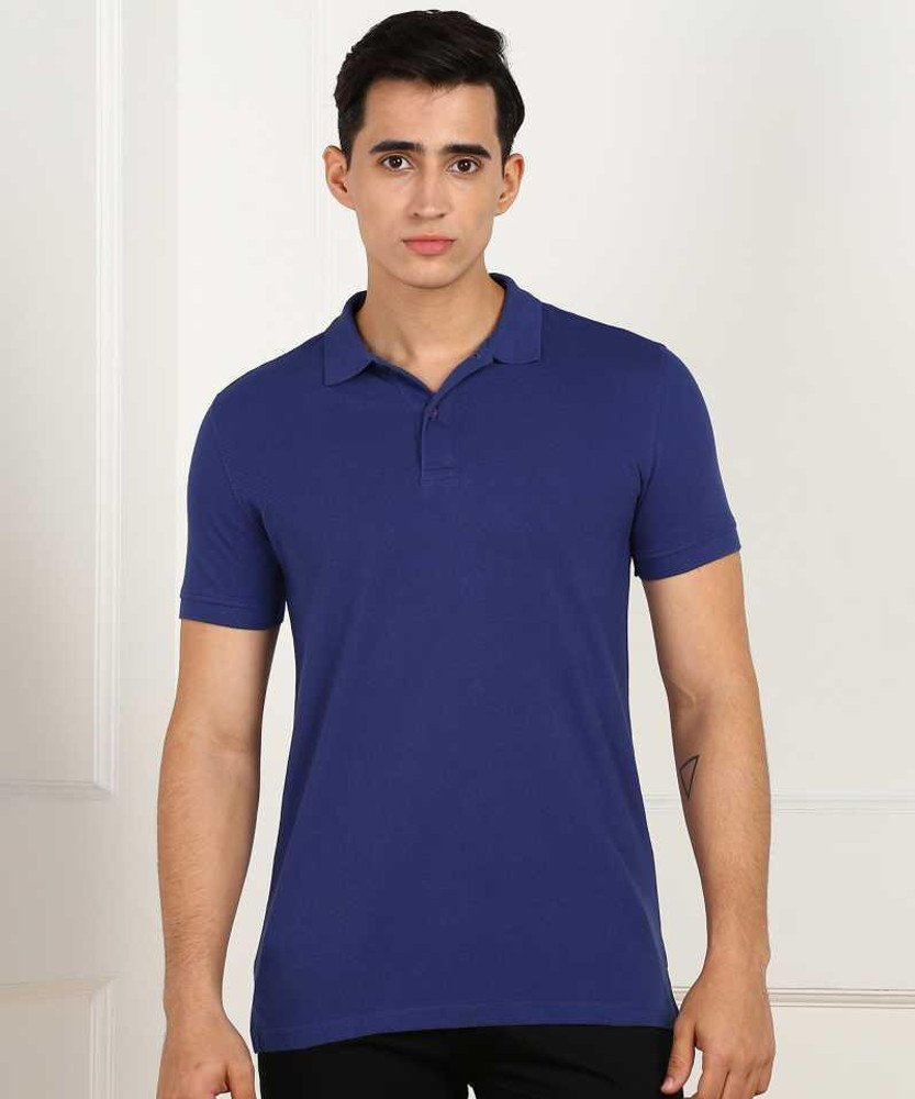 Buy VOGUE DEAL Solid Men Polo Neck Dark 