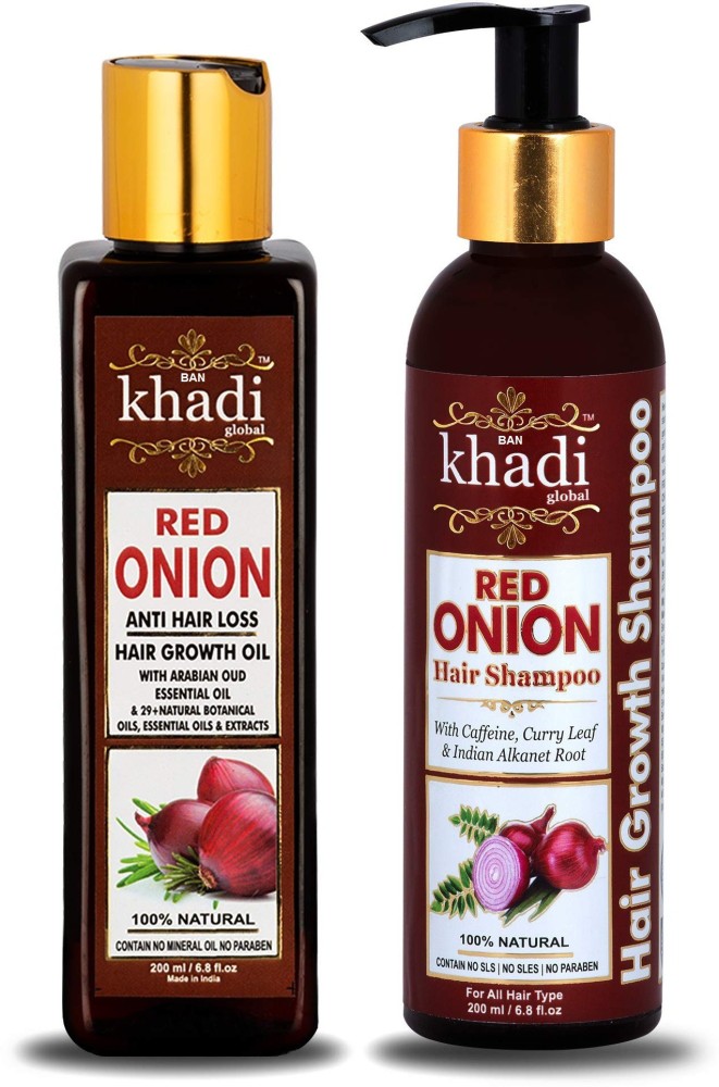 Khadi Hair Combo  Onion Shampoo  Onion Hair oil Pack of 2