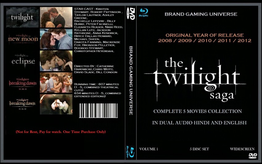 Twilight Saga 5 Movies Collection in Dual Audio Hindi & English Price in  India - Buy Twilight Saga 5 Movies Collection in Dual Audio Hindi & English  online at 