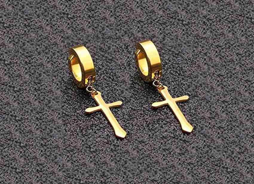 Buy Crazy Fashion Jesus Cross Earrings Gold  